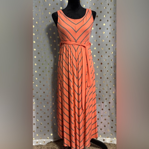 NEW Liz Lange maternity dress tank stripes striped calf maxi with belt - Picture 1 of 12